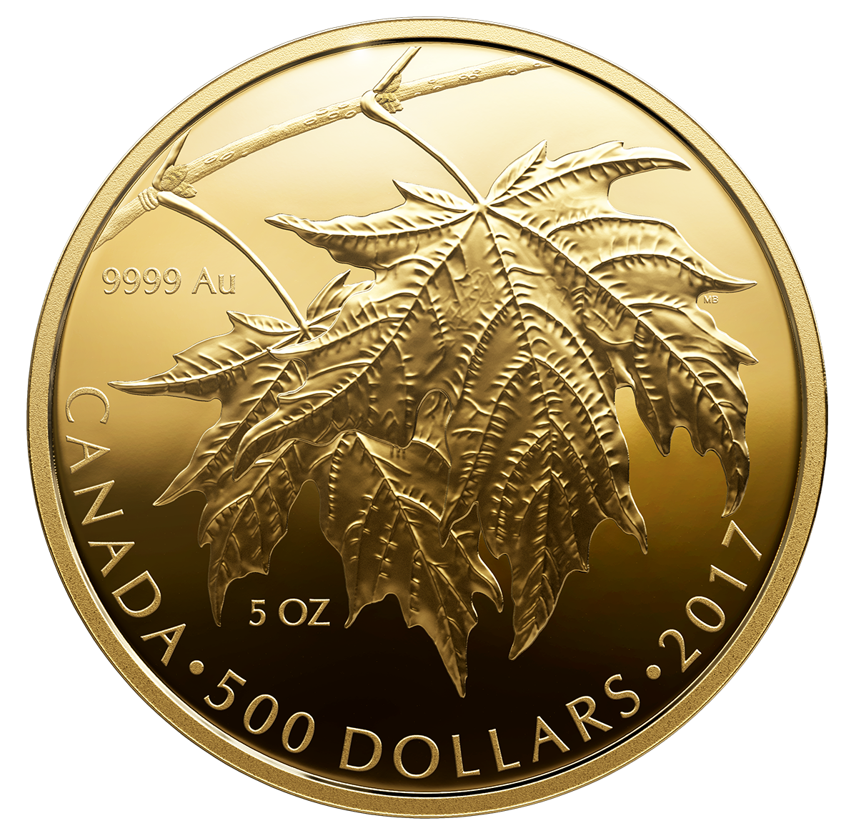 5 oz. Pure Gold Coin - Maple Leaves - Mintage: 99 (2017) | The