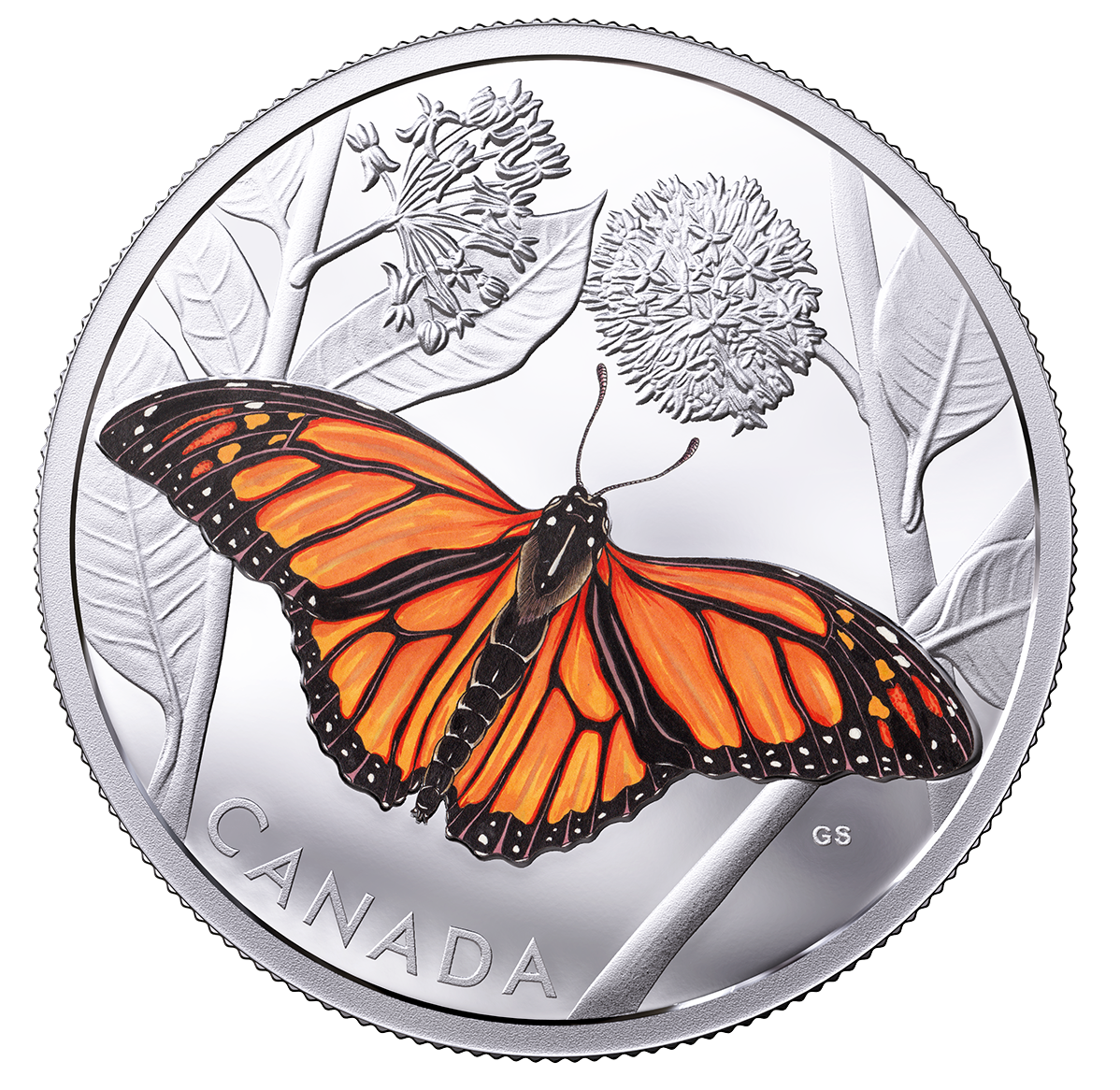 3 oz. Pure Silver Coloured Coin - Monarch Migration - Mintage