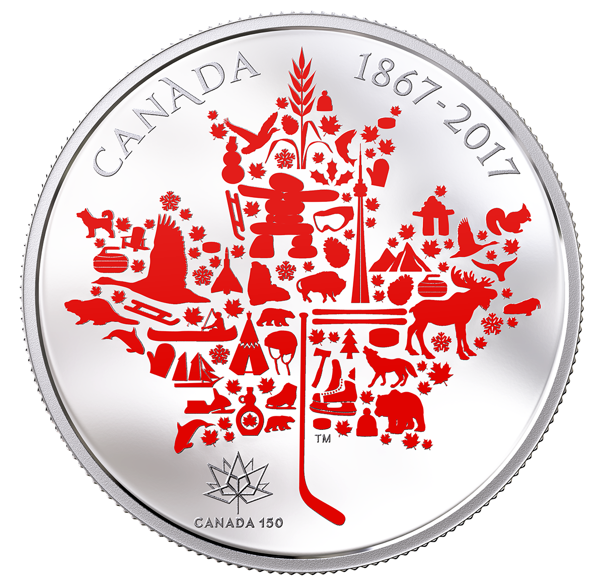 5 oz. Pure Silver Coloured Coin Canadian Icons Mintage 1,500 (2017