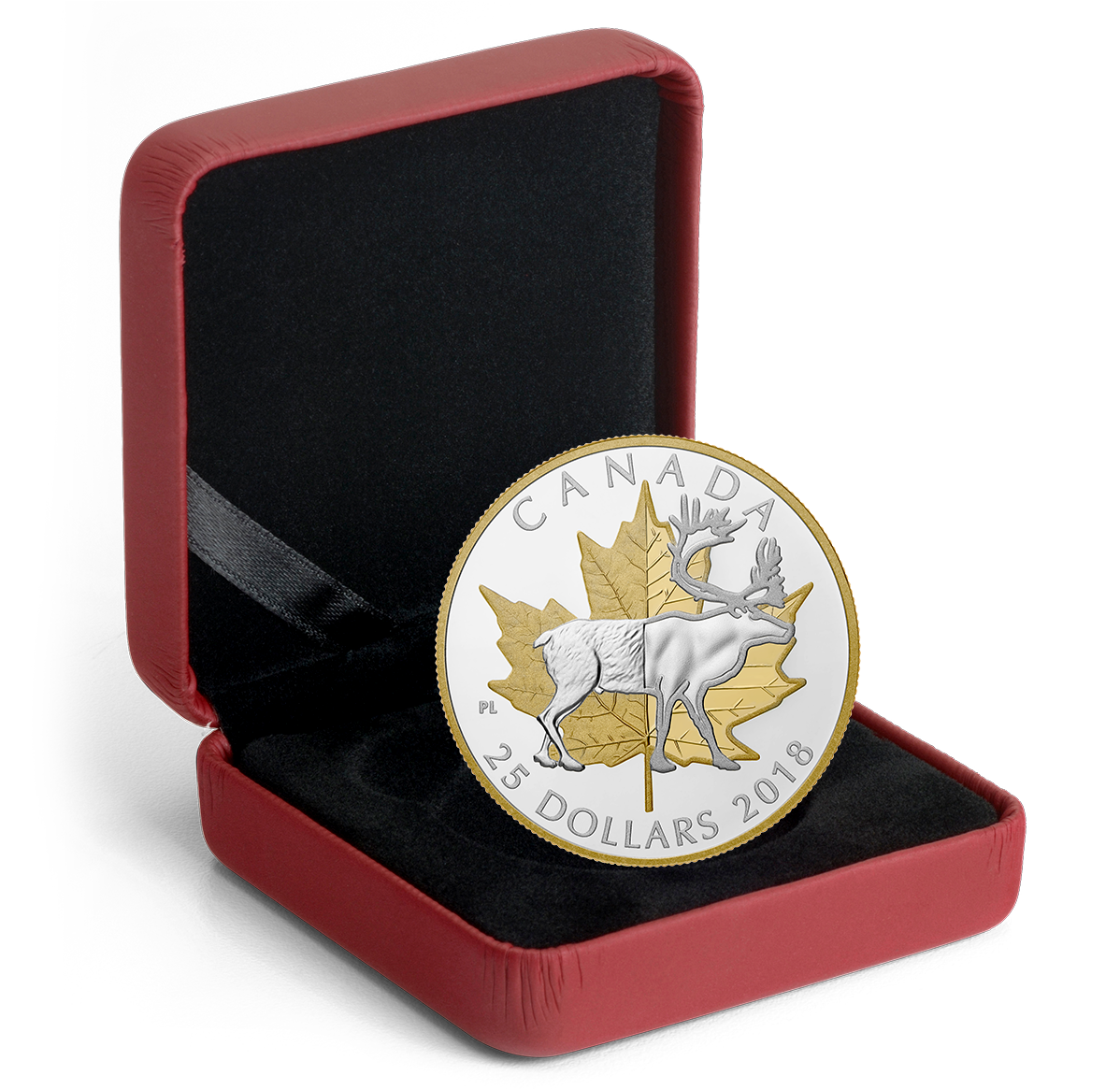 1 oz. Pure Silver Gold Plated Piedfort - Timeless Icons: Caribou