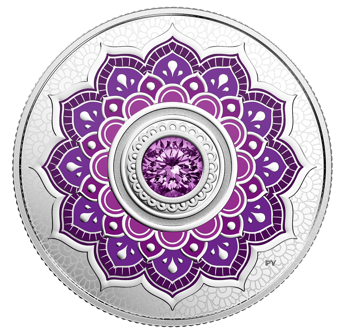 February Birthstone Pure Silver Coin made with Swarovski® Crystal