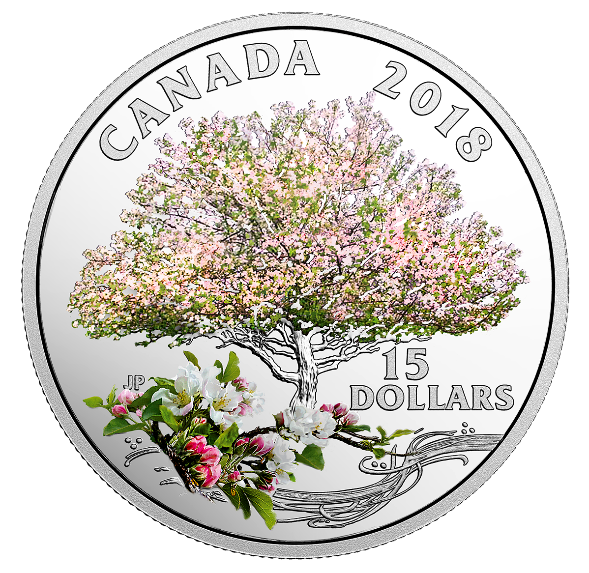 Pure Silver Coloured Coin - Celebration of Spring: Apple Blossoms