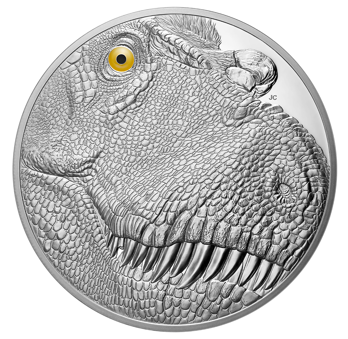 Pure Silver One Kilogram Coin - A Fierce Gaze: Tyrannosaurus