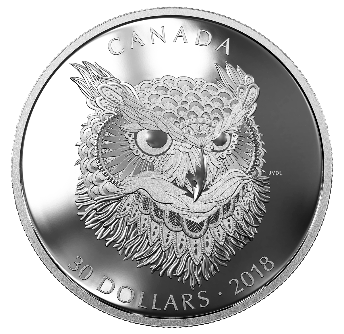 2 oz. Pure Silver Coin - Zentangle® Art: The Great Horned Owl