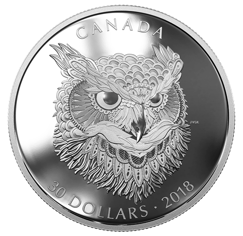 2 oz. Pure Silver Coin - Zentangle® Art: The Great Horned 2 oz. Pure Silver Coin - Zentangle® Art: The Great Horned