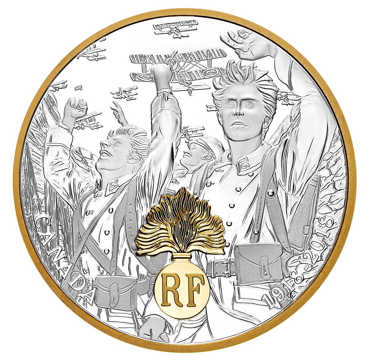 1 oz. Pure Silver Gold-Plated Coin - First World War Allies: France ...