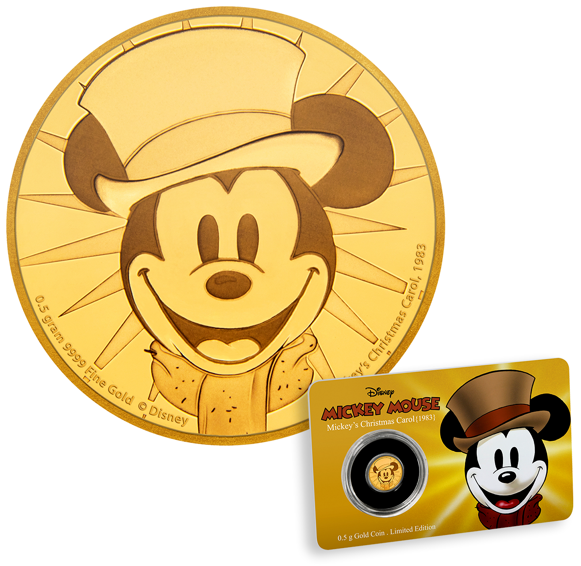 THE PERILS OF MICKEY　LIONEL 19262　アメリカ製 0.5 g Pure Gold Coin - Disney Mickey Mouse Through the Ages