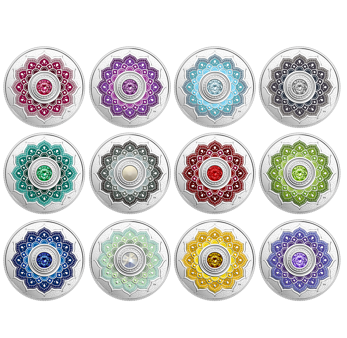 12coin Birthstones Subscription Pure Silver Coins made with