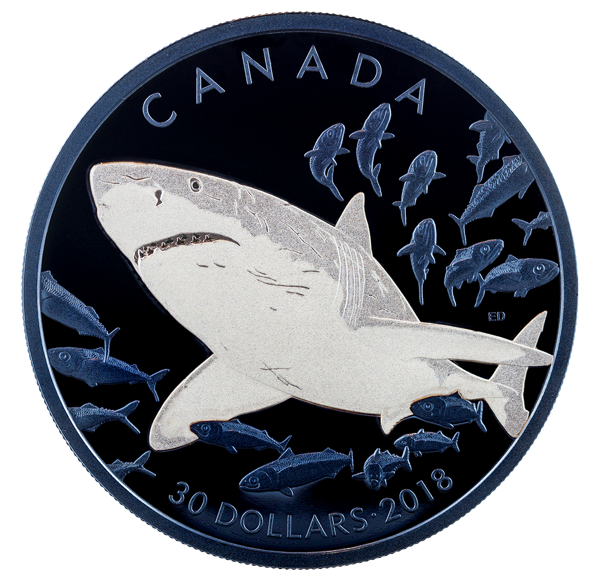 2 oz. Pure Silver Coin with Selective Blue Rhodium Plating