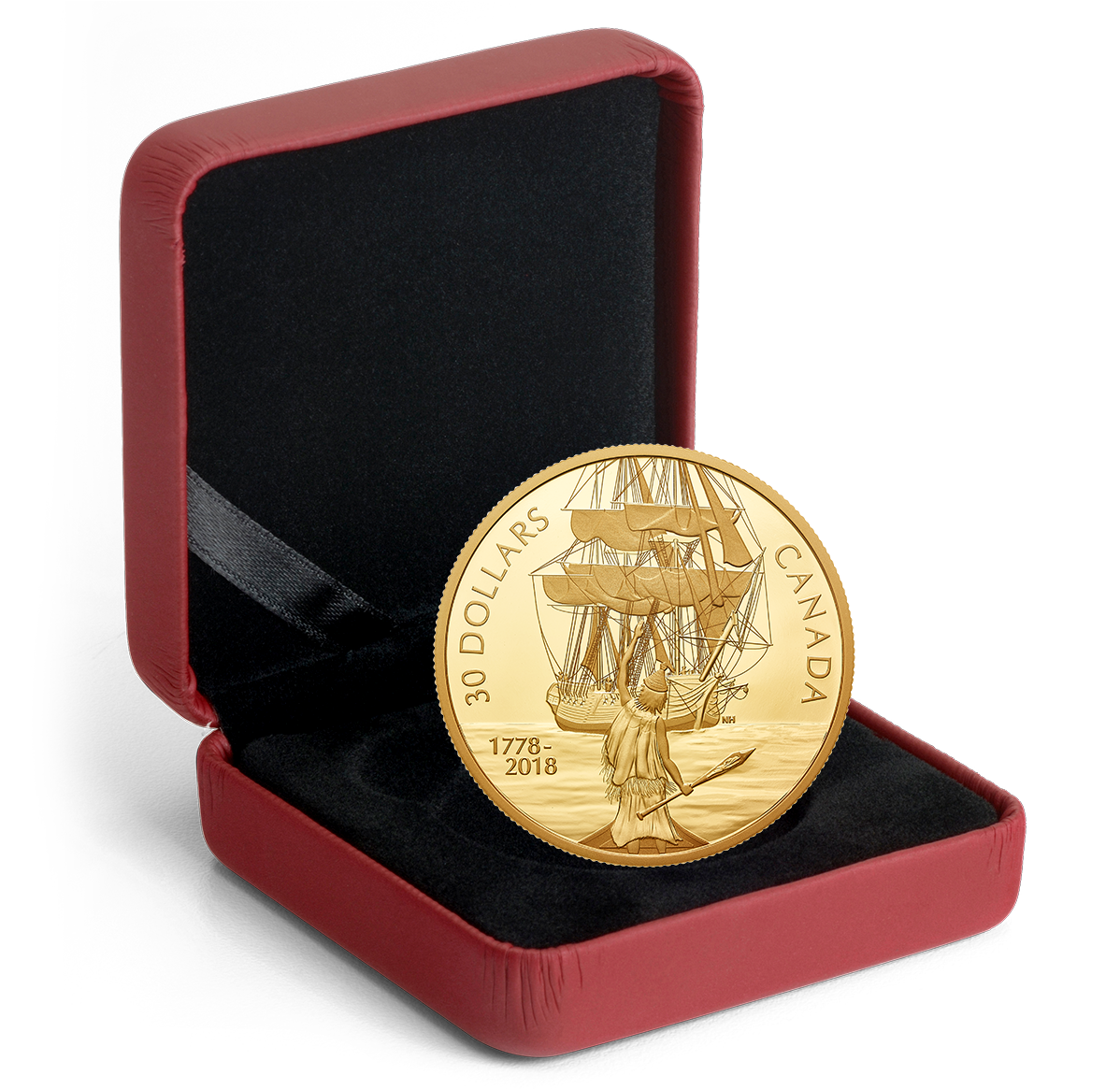 2 oz. Pure Silver Gold-Plated Coin - Captain Cook and the HMS