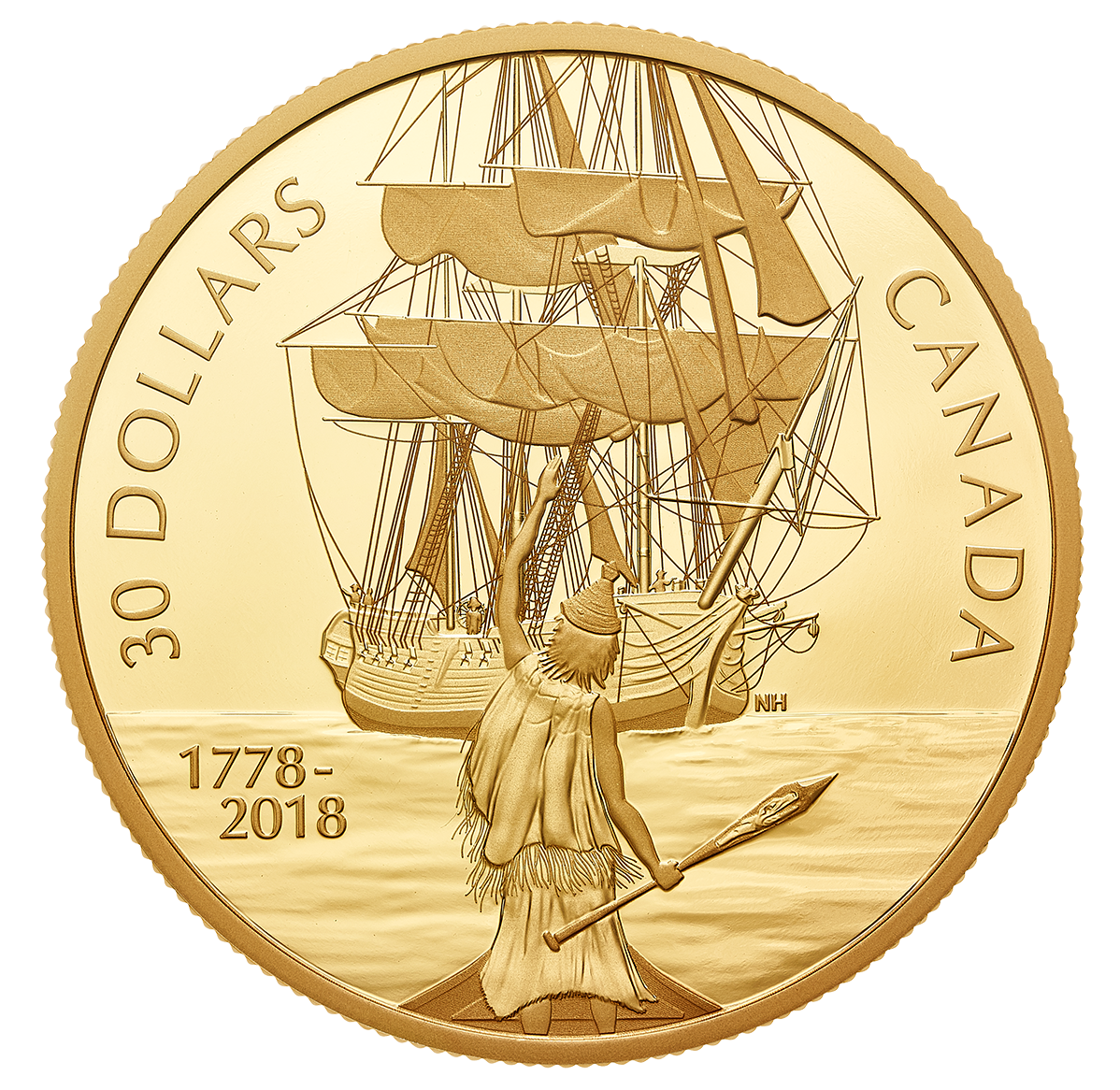 2 oz. Pure Silver Gold-Plated Coin - Captain Cook and the HMS