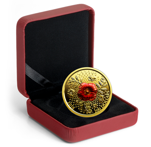 1 oz. Pure Gold Coin Armistice Poppy Mintage 350 2018 The Royal Canadian Mint