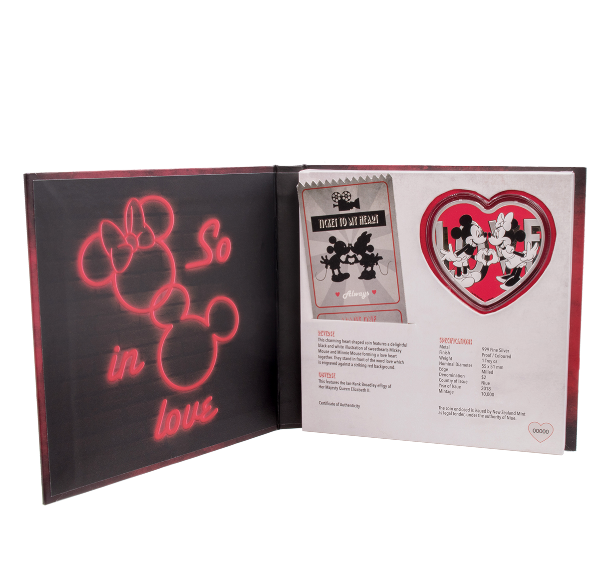 1 oz. Pure Silver Heart-Shaped Coin - Disney Love (2018) | The