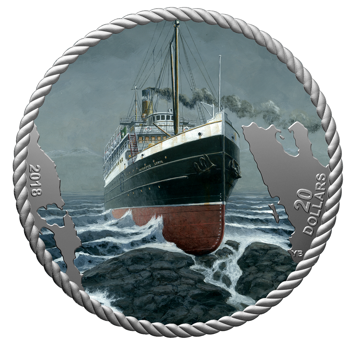 SOVINA 1 oz. Pure Silver Coloured Coin - The Sinking of the SS