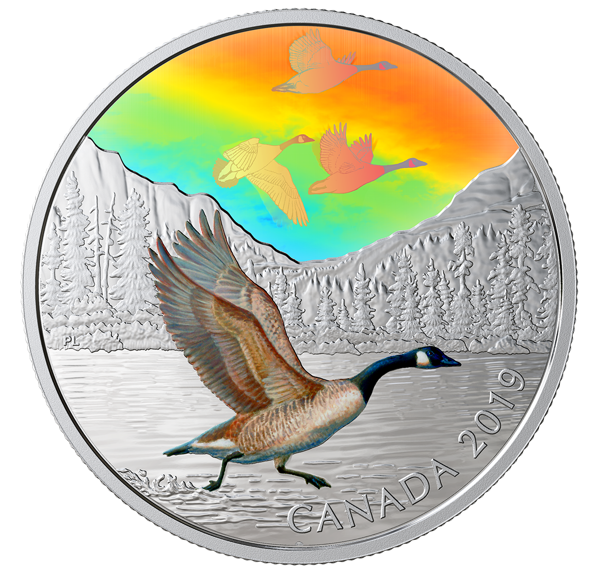 2 oz. Pure Silver Hologram Coin - Majestic Birds in Motion: Canada Geese