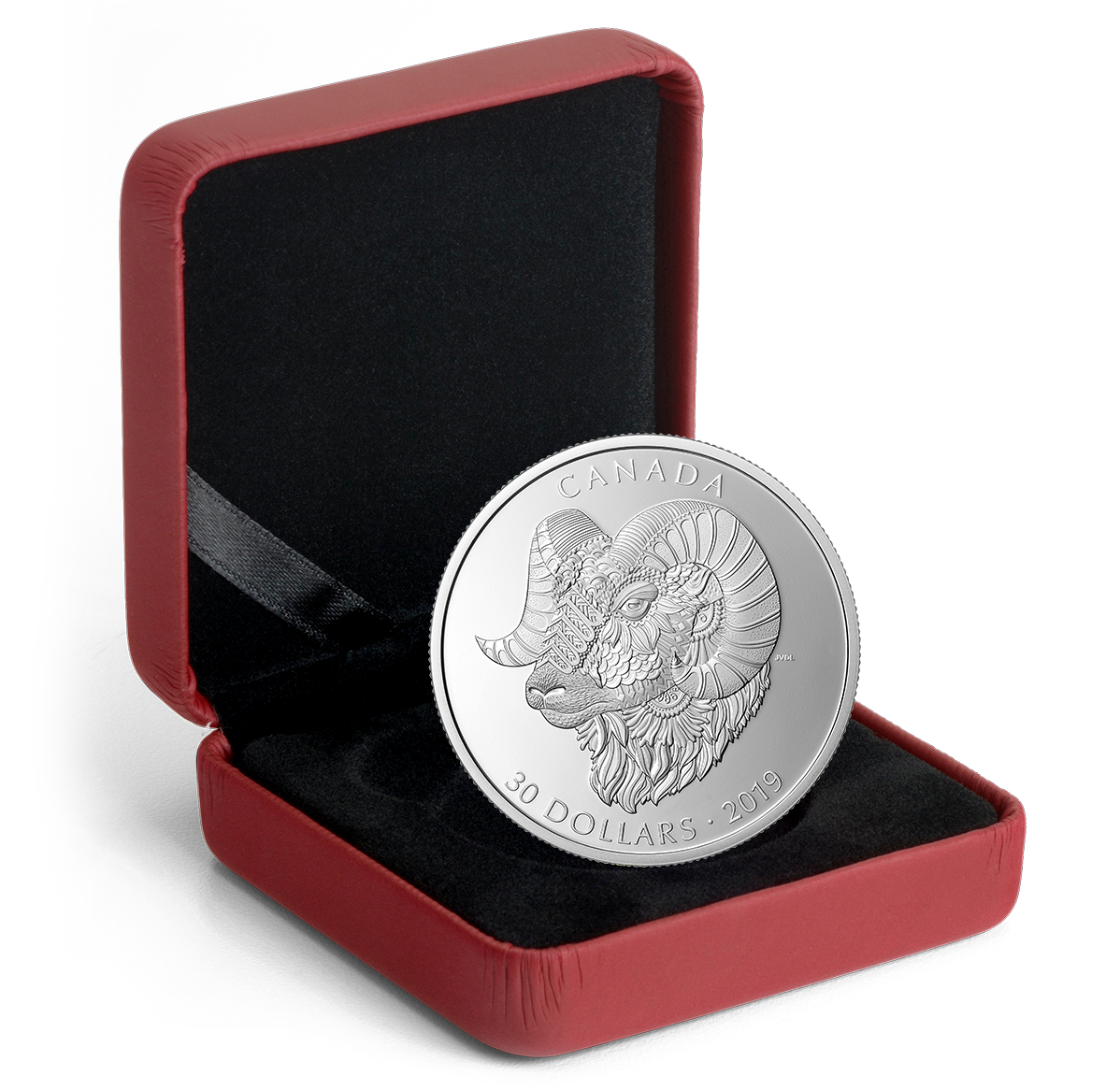 2 oz. Pure Silver Coin - Zentangle® Art: Bighorn Sheep