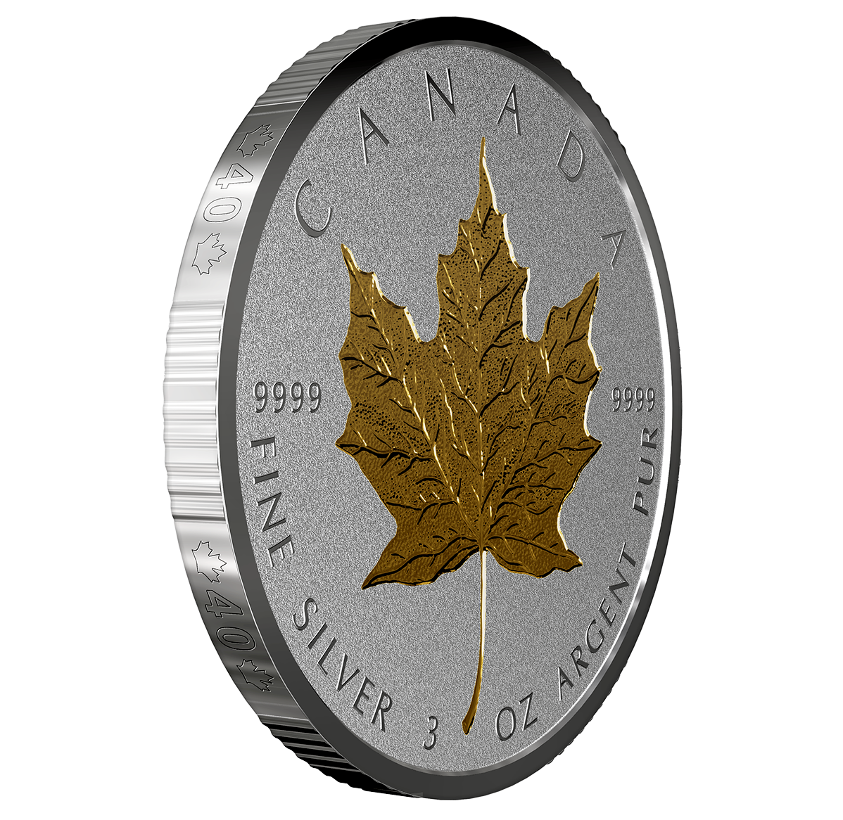 3 oz. Pure Silver Coin - 40th Anniversary of the Gold Maple Leaf