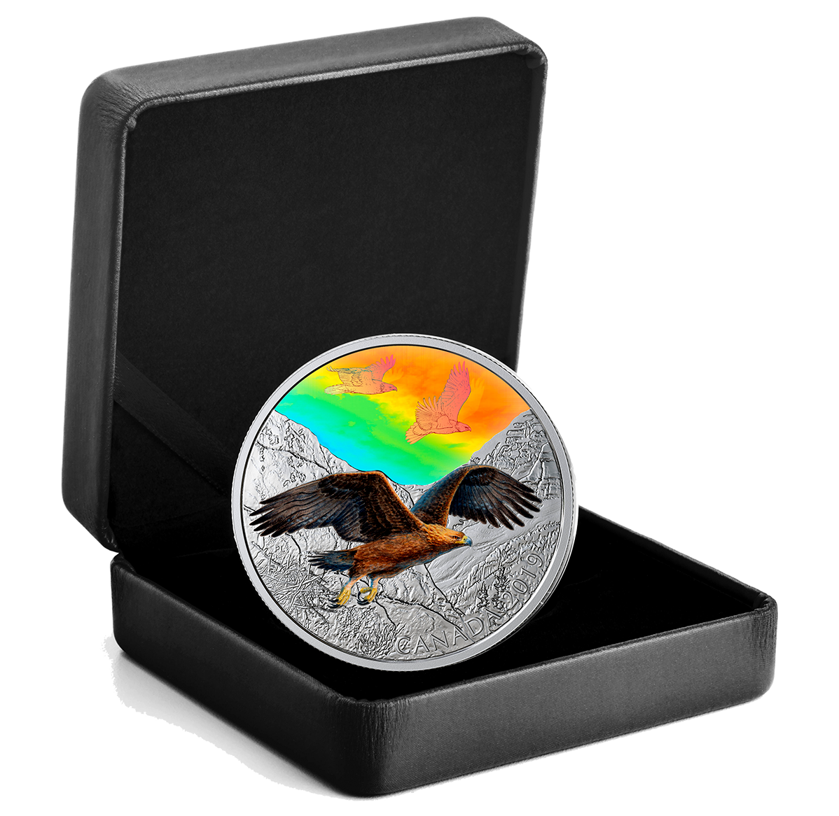 2 oz. Pure Silver Hologram Coin - Majestic Birds in Motion: Golden