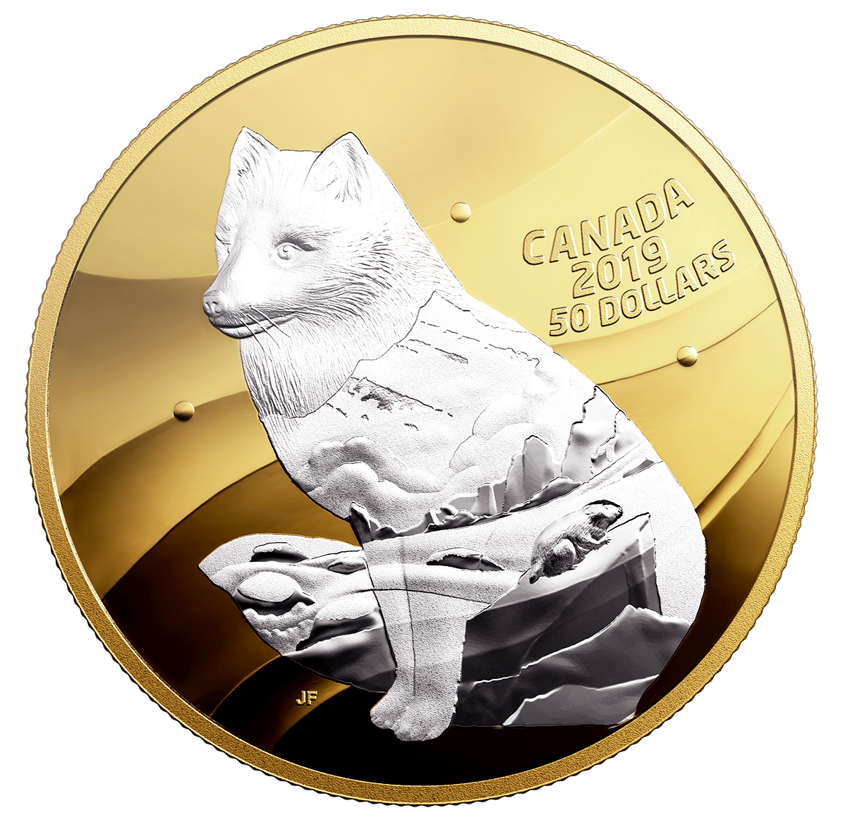 5 oz. Pure Silver Gold Plated Coin - Inner Nature: Arctic Fox