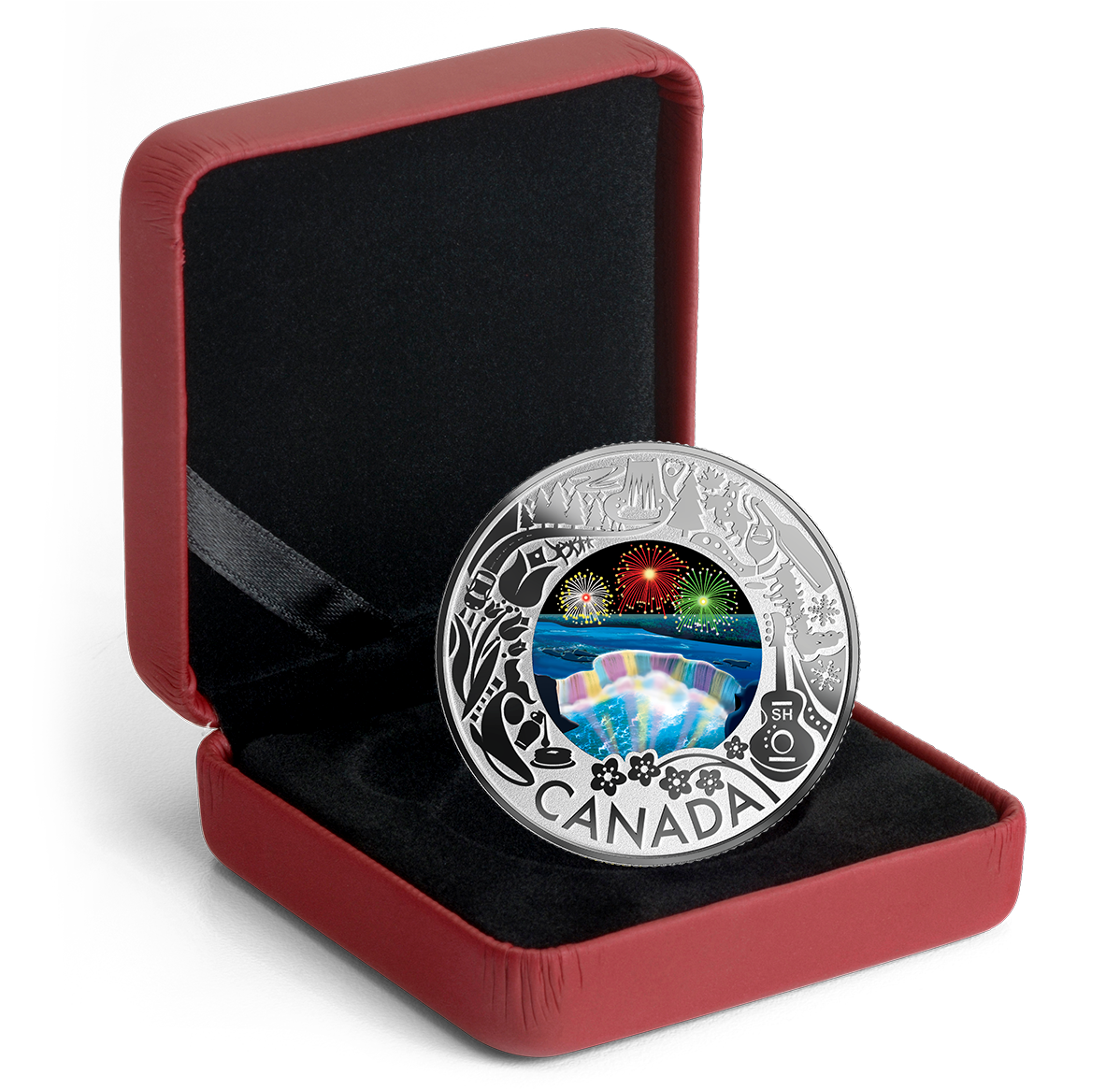 Pure Silver Coloured Coin - Niagara Falls Winter Lights