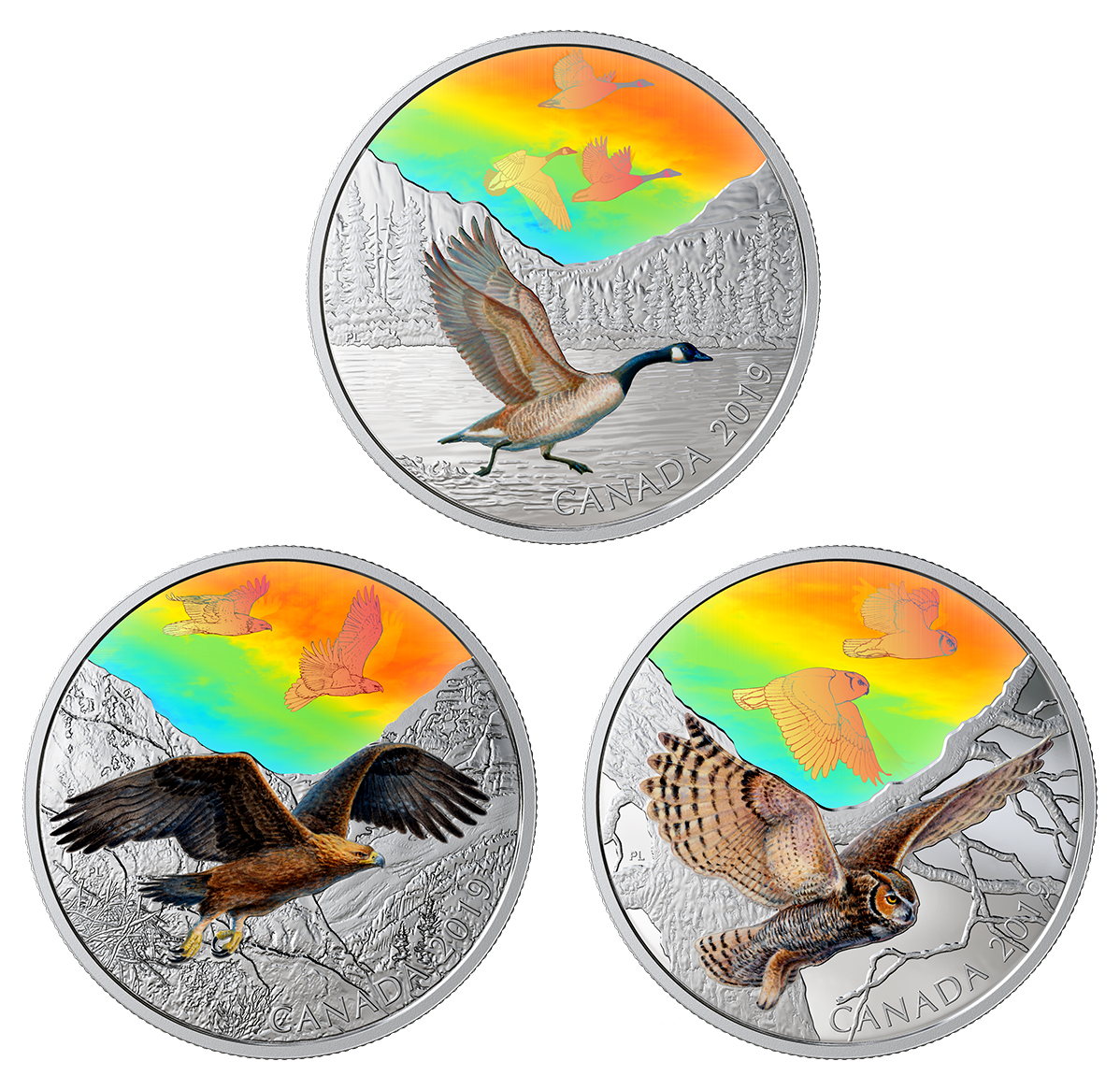 Majestic Birds in Motion - 2 oz. Pure Silver Hologram 3-Coin Subscription
