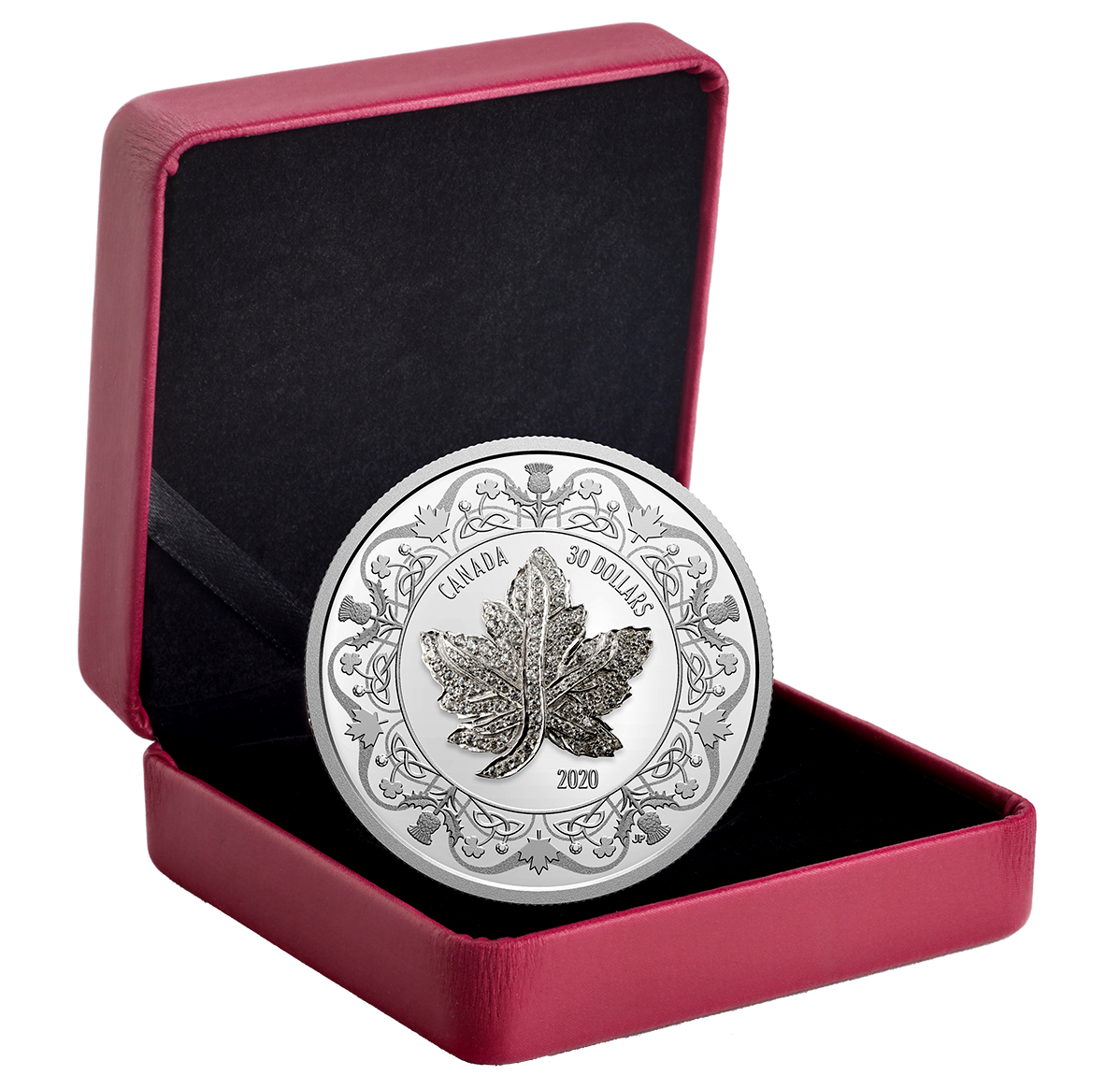 2 oz. Pure Silver Coin Canadian Maple Leaf Brooch Legacy Mintage