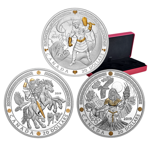 Norse Gods - 1 oz. Pure Silver Gold-Plated 3-Coin Subscription