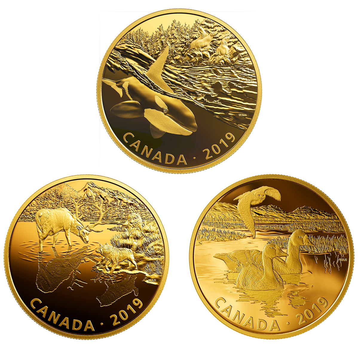 Golden Reflections: Predator and Prey - 2 oz. Pure Silver Gold-Plated 3-Coin Subscription
