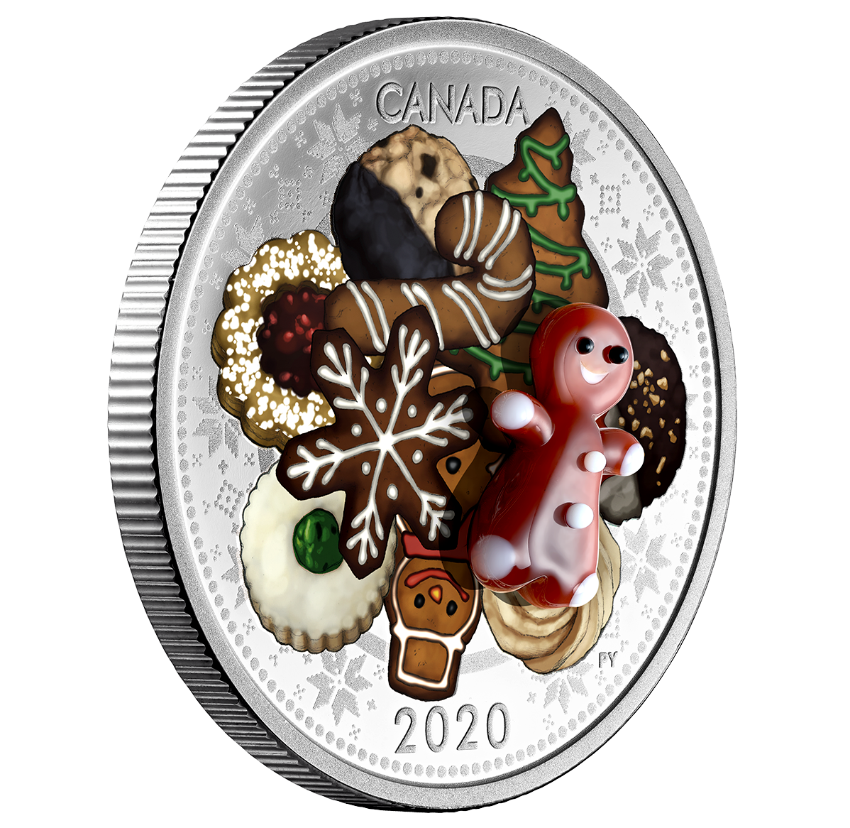 1 oz. Pure Silver Coloured Coin - Murano Holiday Cookies - Mintage