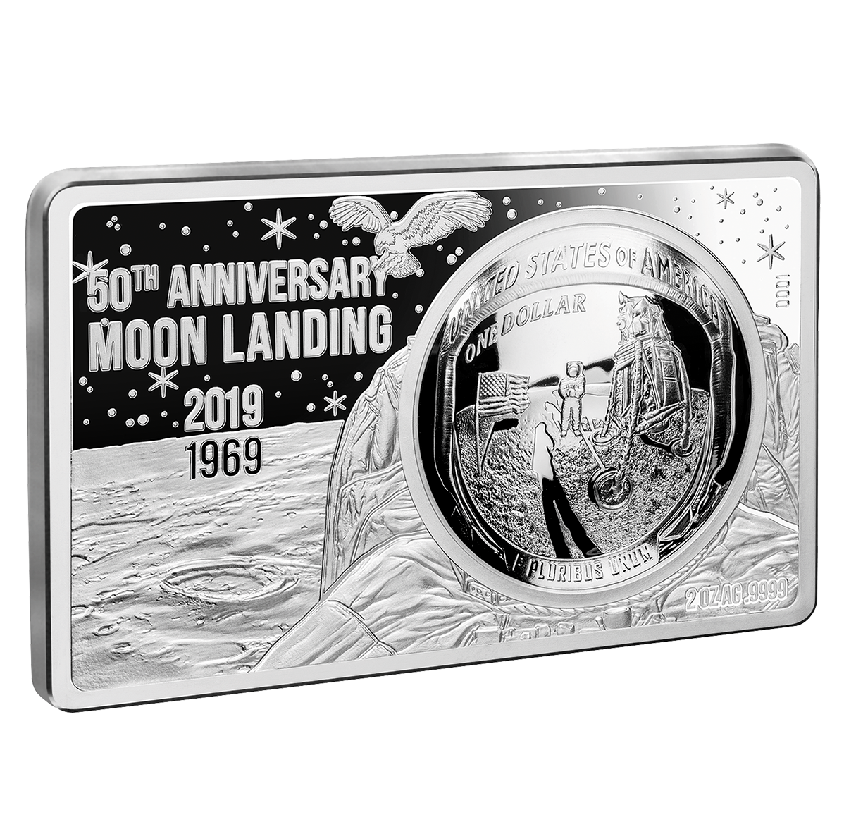 Pure Silver Coin and Bar Set - Apollo 11 50th Anniversary