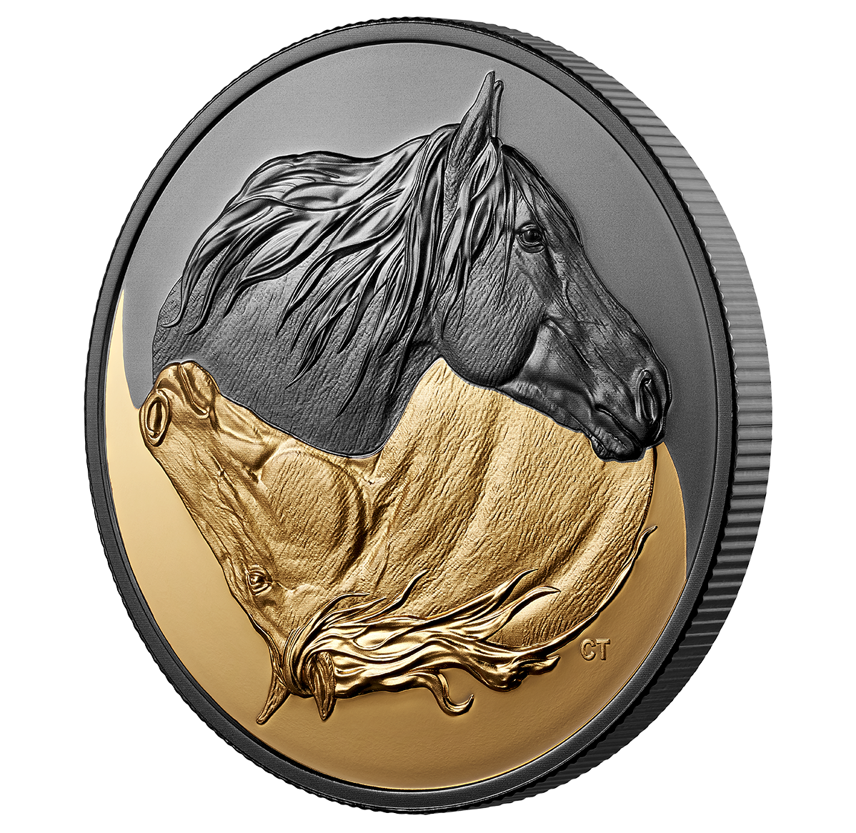 1 oz. Pure Silver Gold-Plated Coin - Black and Gold: The Canadian
