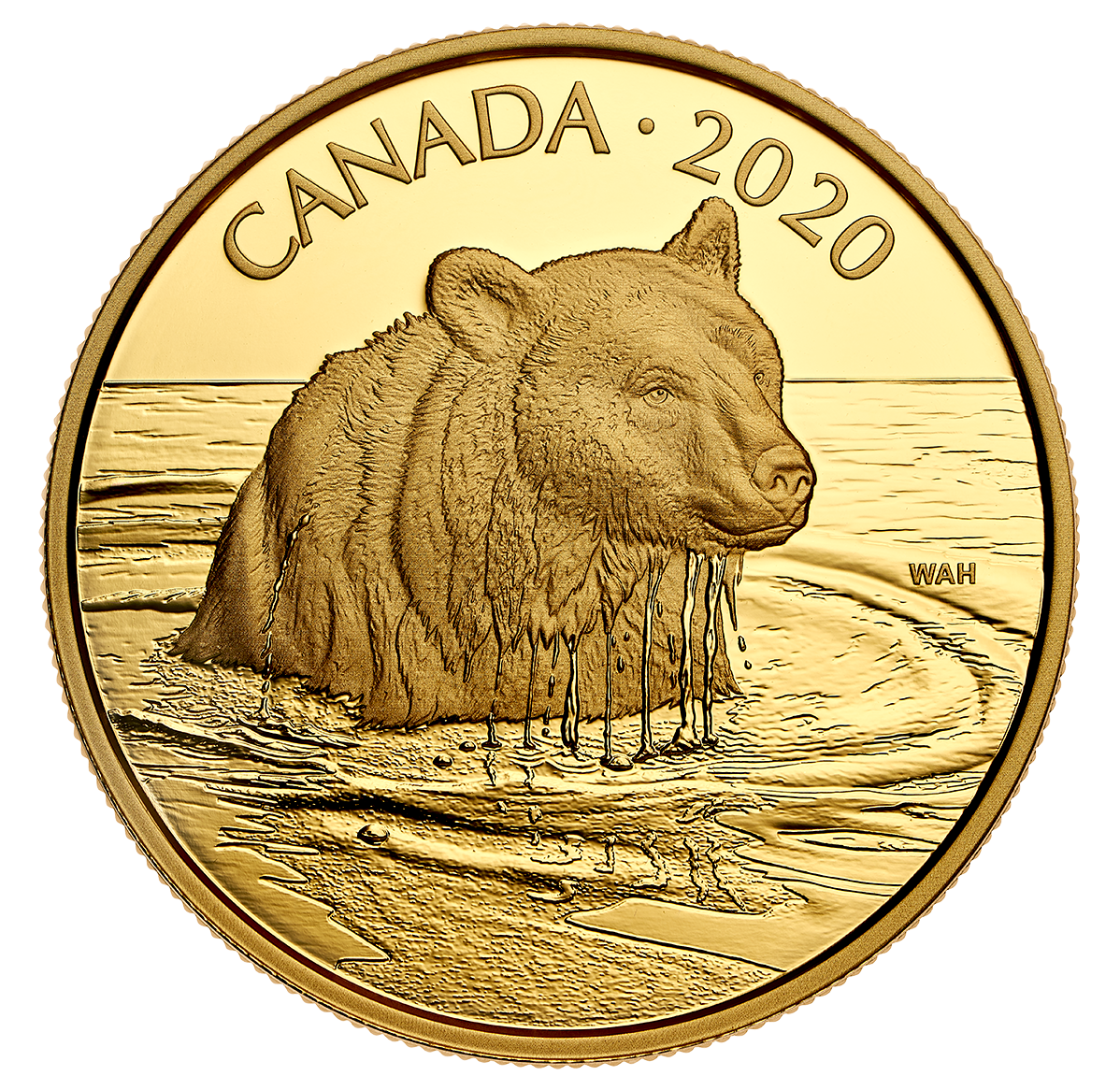 99.999% Pure Gold Coin - Canadian Wildlife Portraits: The Grizzly