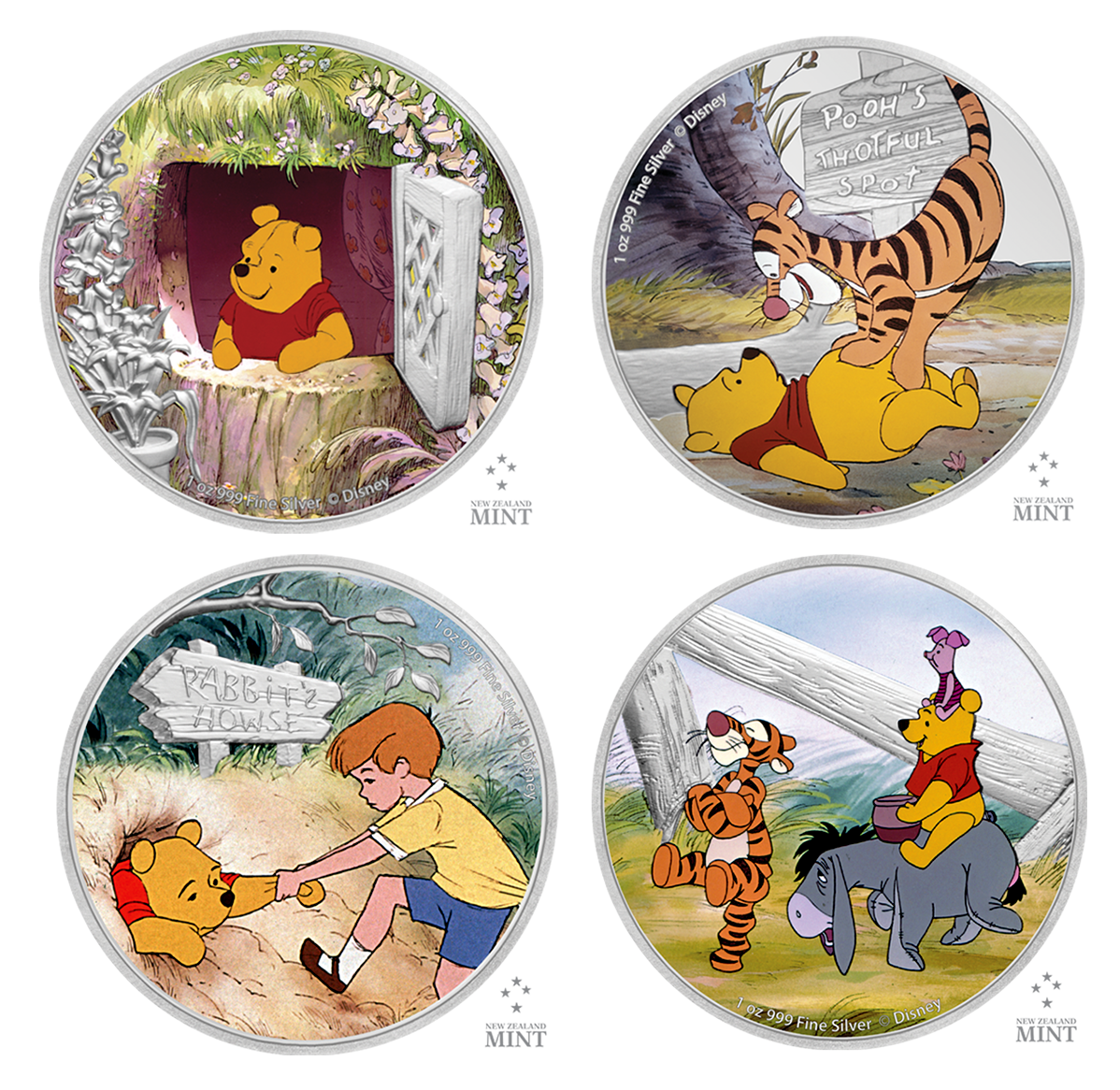 Winnie the Pooh - 1 oz. Pure Silver 4 Coin Subscription