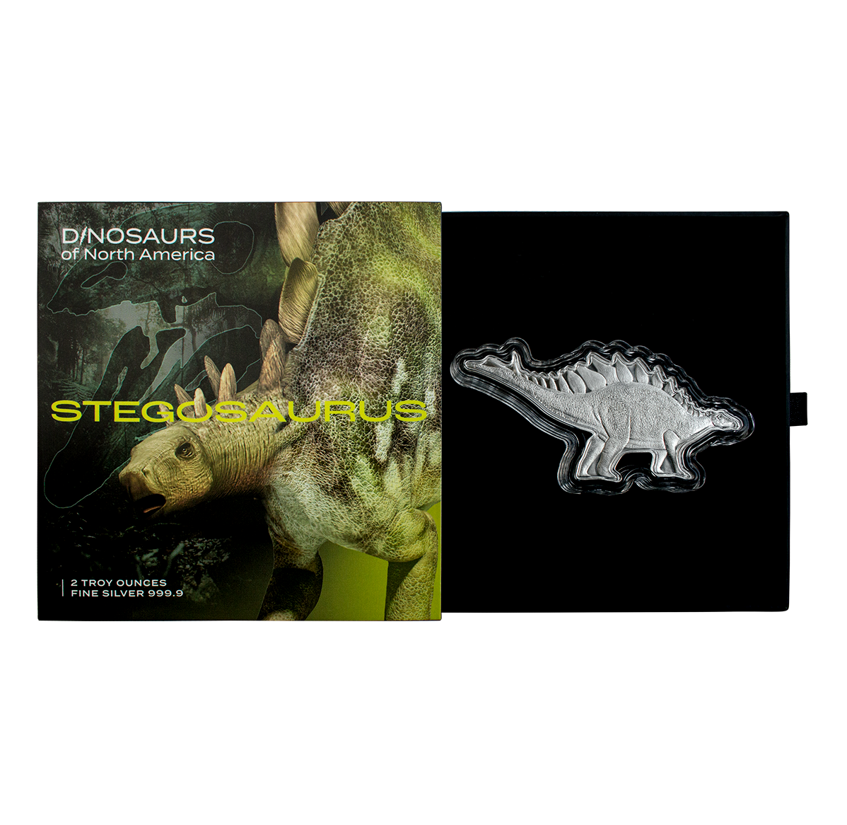 2 oz. Pure Silver Coin - Dinosaurs of North America - Stegosaurus