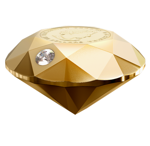 Pure Gold Diamond-Shaped Coin – Forevermark Black Label Round Diamond