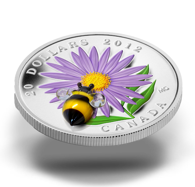 AUBERGE COIN 未使用 Fine Silver Coin - Aster with Venetian Glass Bumble Bee - Mintage