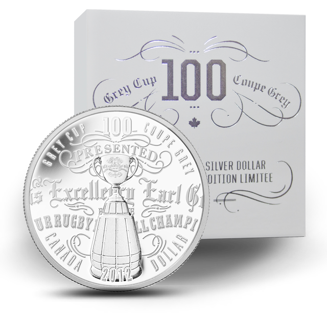 Proof Fine Silver Dollar - 100th Grey Cup (2012) - Mintage: 10000