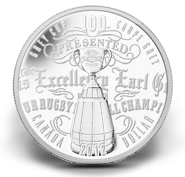 Proof Fine Silver Dollar - 100th Grey Cup (2012) - Mintage: 10000
