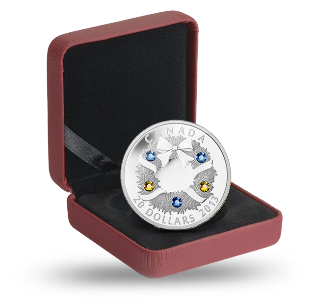 1 oz. Fine Silver Coin - Holiday Wreath - Mintage: 10,000 (2013 1 oz. Fine Silver Coin - Holiday Wreath - Mintage: 10,000 (2013