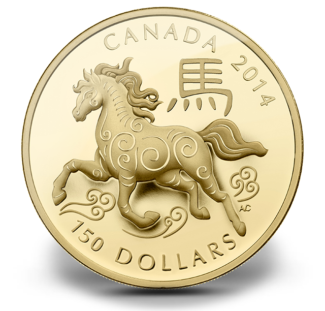 ワンダーデコール 馬2014 YEAR PLATE (HORSE) 18-karat Gold Coin - Year of the Horse - Mintage: 28,888 (2014
