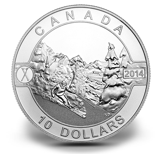 1/2 oz. Fine Silver Coin - Skiing Canada's Slopes (2014) | The