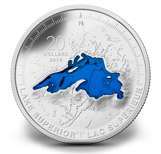 Reference image of 1 oz. Fine Silver Coin - Lake Superior - Mintage: 10,000 (2014)