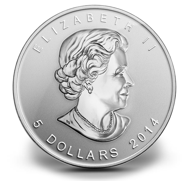 Reference image of 1 oz. Fine Silver Coin - Silver Maple Leaf - Mintage: 7,500 (2014)