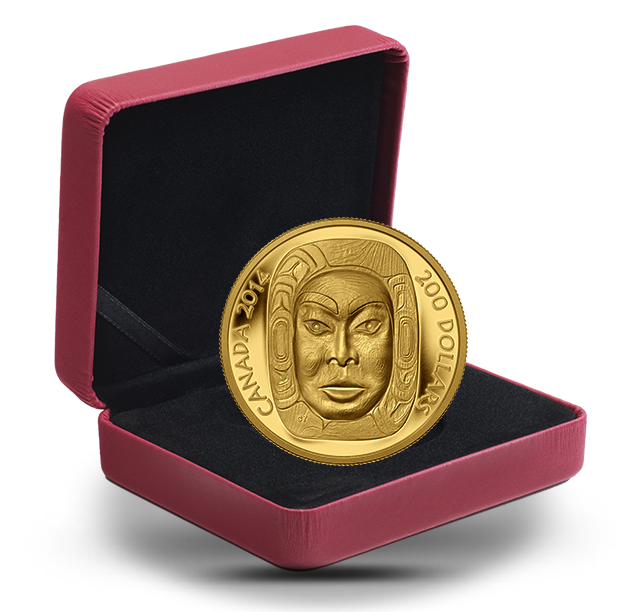 Pure Gold Ultra-High Relief Coin - Matriarch Moon Mask - Mintage