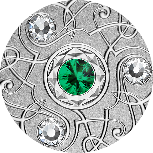 Reference image of 2020 May Birthstone - Pure Silver Coin with Swarovski Crystals