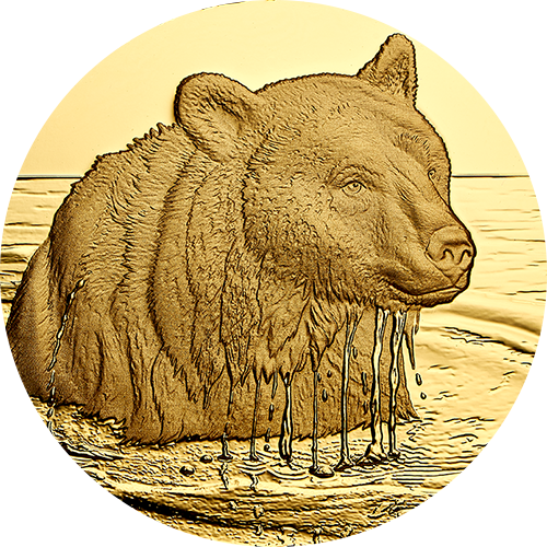 Reference image of 99.999% Pure Gold Coin - Canadian Wildlife Portraits: The Grizzly Bear