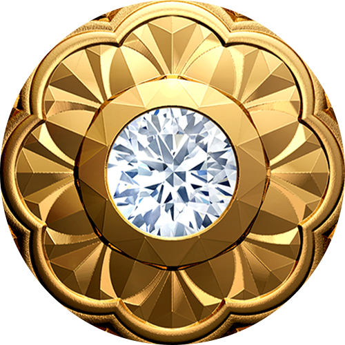 Reference image of 1 oz. Ultra-High-Relief 99.999% Pure Gold Coin – Purely Brilliant Collection: Forevermark Black Label Round