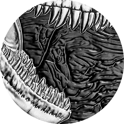 Reference image of 1 oz. Pure Silver Coin - Discovering Dinosaurs: Reaper of Death