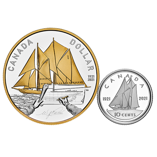 Two Bluenose coins in one set