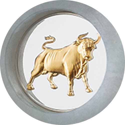 Reference image of Year of the Ox - 2 oz. Pure Silver Coin with Jade Insert and Selective Gold Plating